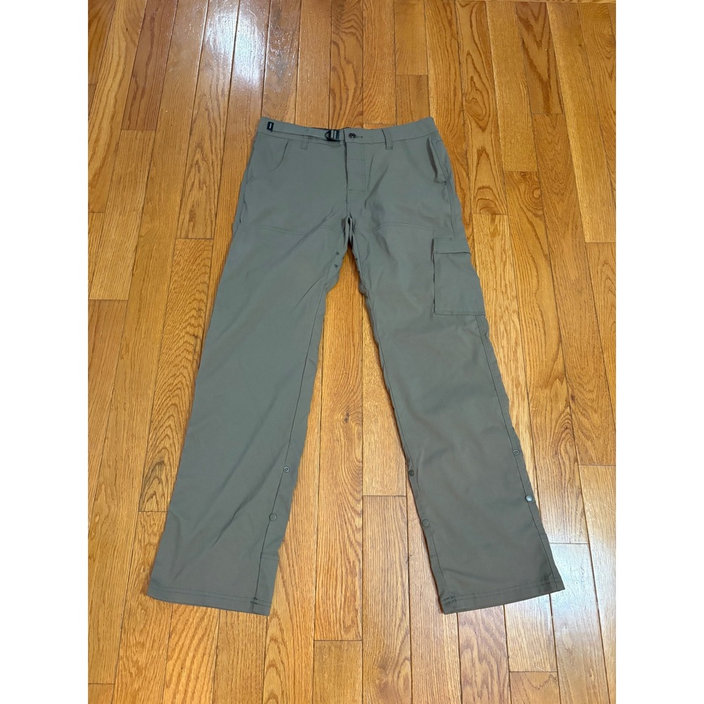 Prana Zion Relaxed Fit Hiking Pants Olive Green Mens 32x32 Cargo Stretch Belted